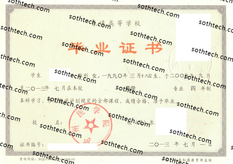 2013泸州医学院毕业证样本