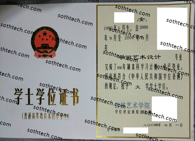 2004吉林艺术学院学士学位证书样本