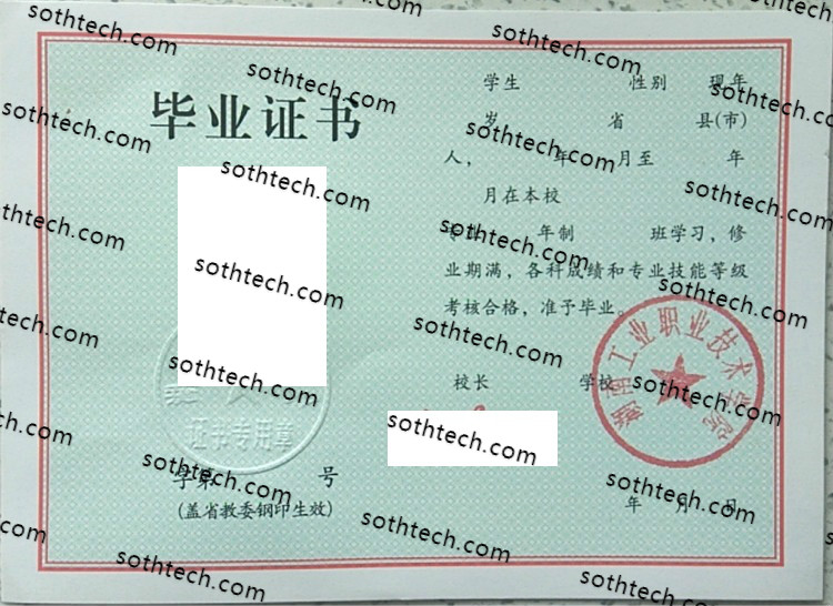 湖南工业职业技术学院 毕业证样本