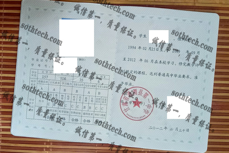 甘肃省通渭县第一中学毕业证样本