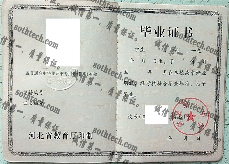 青县第一中学毕业证样本